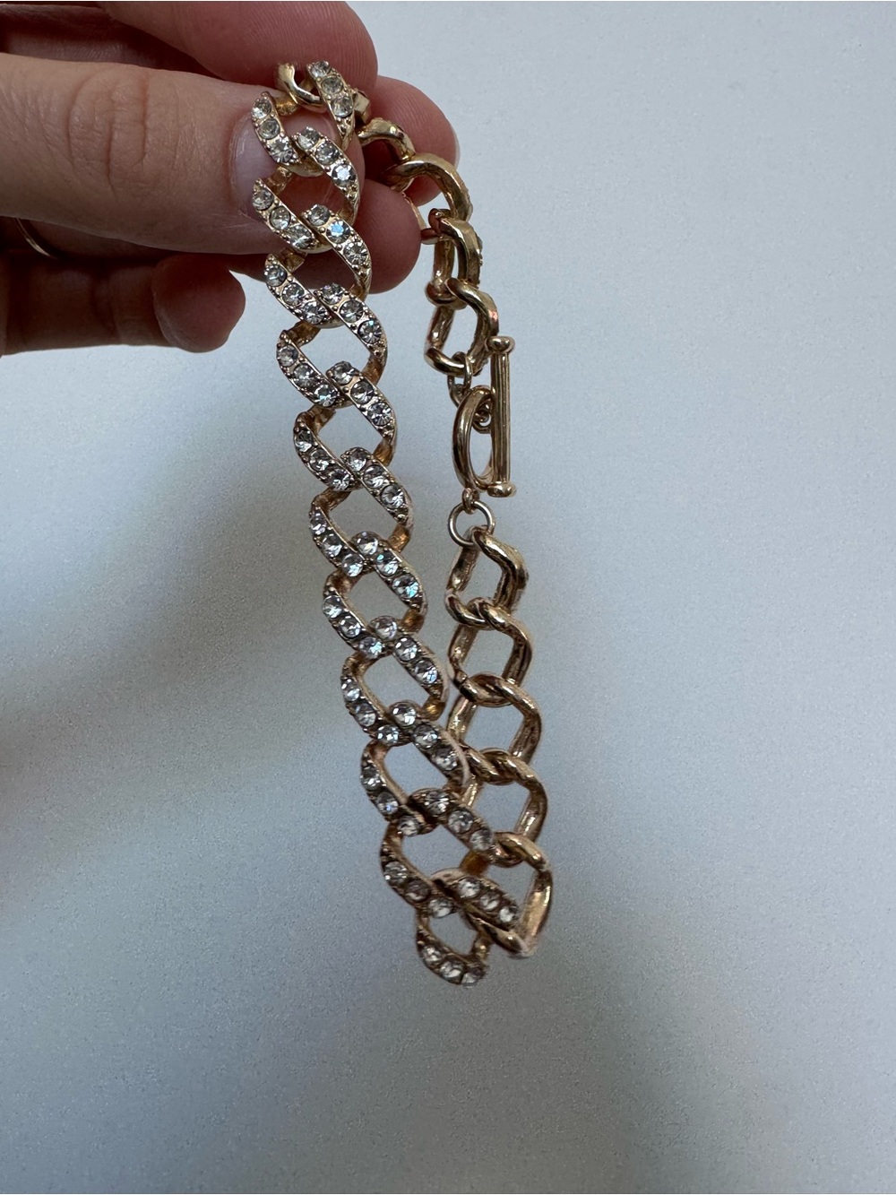 NWOT Francesca's Gold Crystal Cuban Link Bracelet